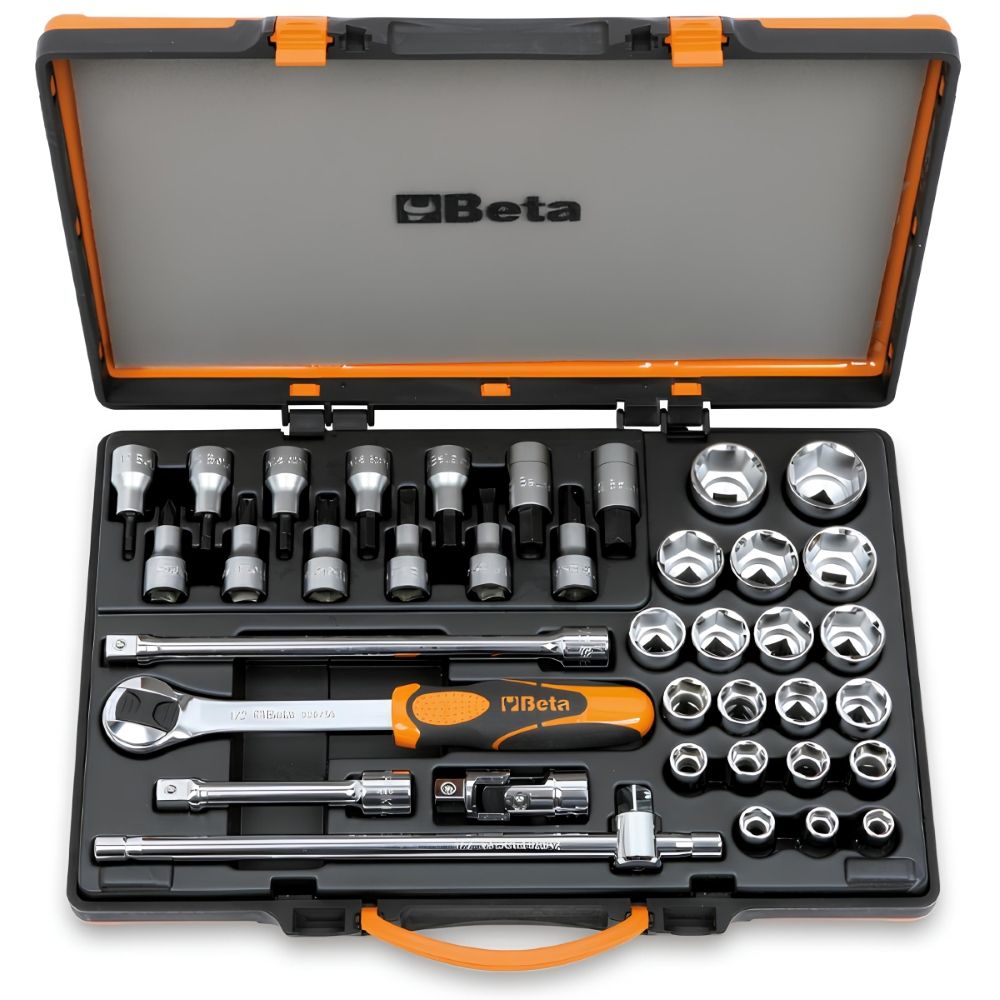 Jogo de Soquetes Estriados e Acessórios Quadra de 1/2'' com Estojo Metálico 920B/C33 Beta