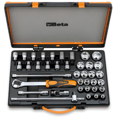 Jogo de Soquetes Estriados e Acessórios Quadra de 1/2'' com Estojo Metálico 920B/C33 Beta