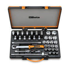 Jogo de Soquetes Estriados e Acessórios Quadra de 1/2'' com Estojo Metálico 920B/C33 Beta