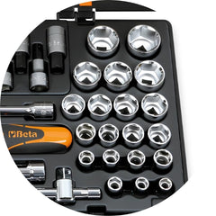 Jogo de Soquetes Estriados e Acessórios Quadra de 1/2'' com Estojo Metálico 920B/C33 Beta