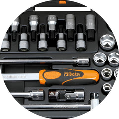 Jogo de Soquetes Estriados e Acessórios Quadra de 1/2'' com Estojo Metálico 920B/C33 Beta