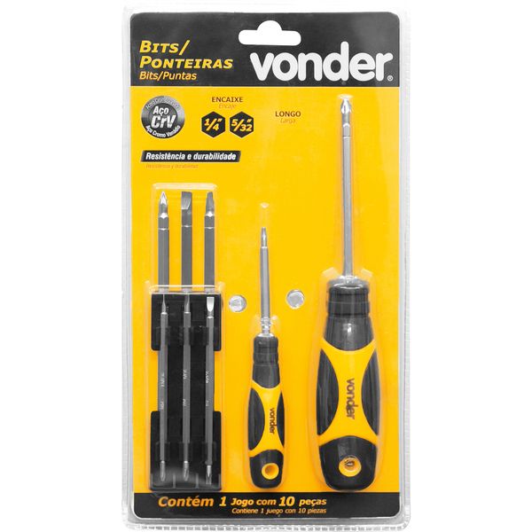 Jogo Bits/Ponteira Crv com 10 peças Longo Vonder