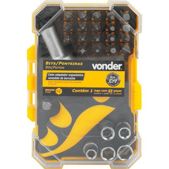 Jogo Bits/Ponteira Crv com 32 peças Enc 1/4 Vonder