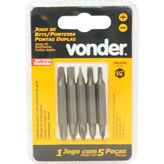 Jogo Bits/Ponteira Crv com 5 peças Pontas Duplas Vonder