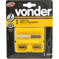 Jogo bits ponteiras 1/4" com 7 peças cromo vanádio - Vonder
