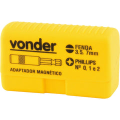 Jogo bits ponteiras 1/4" com 7 peças cromo vanádio - Vonder
