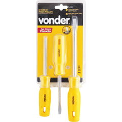 Jogo chave fenda e philips cromo vanádio c/ 3 peças Vonder