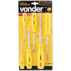 Jogo chave fenda e philips cromo vanádio c/ 6 peças Vonder
