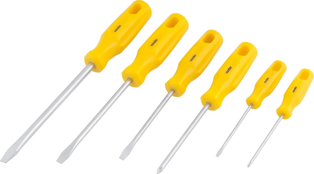 Jogo chave fenda e philips cromo vanádio c/ 6 peças Vonder