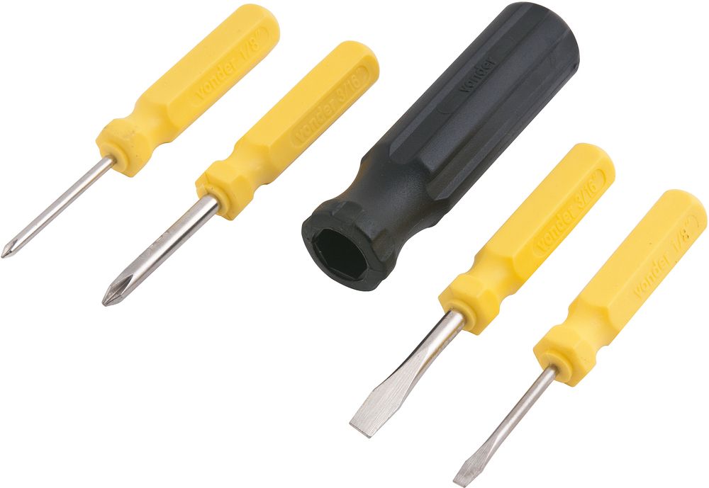 Jogo chave fenda e philips mini cromo vanádio c/ 5 pç Vonder