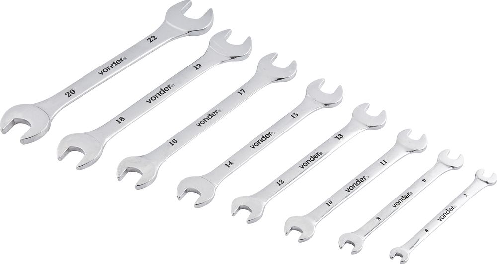 Jogo Chave Fixa 6-22mm Cromo Cromada 8 pçs Est Vonder