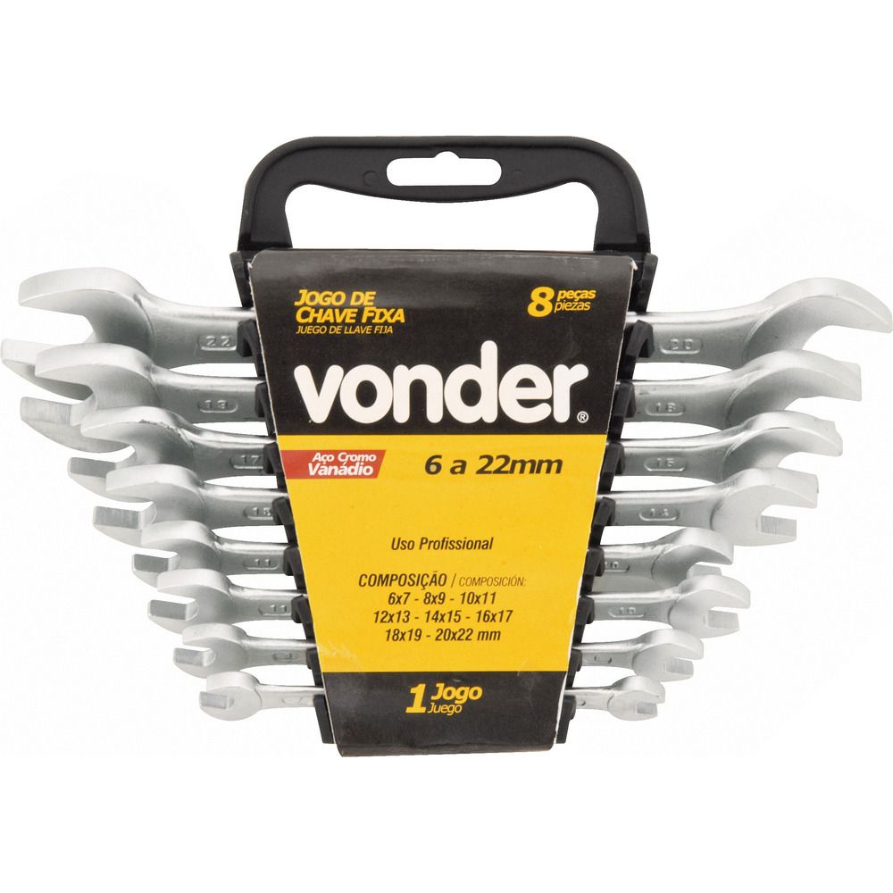 Jogo Chave Fixa 6-22mm Cromo Fosco 8 pçs Supor Vonder