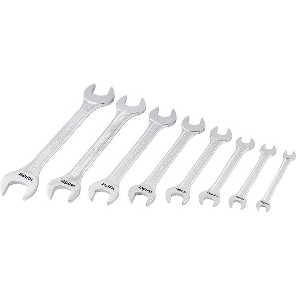 Jogo chave fixa 6-22mm cromo vanádio fosco c/ 8 peças Vonder