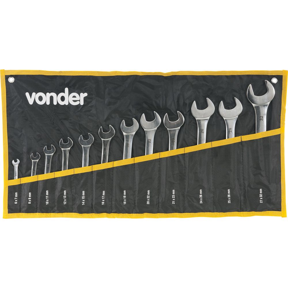 Jogo Chave Fixa 6-32mm Cromo Cromada 12 pçs Es Vonder