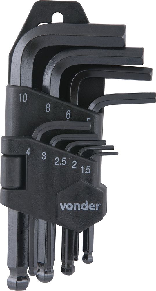 Jogo Chave Allen 1,5-10,0mm Tipo L Abaulada Curta Vonder