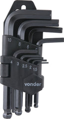 Jogo Chave Allen 1,5-10,0mm Tipo L Abaulada Curta Vonder