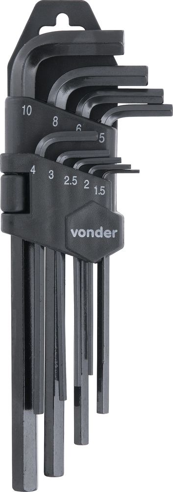 Jogo Chave Allen 1,5-10,0mm Tipo L Curta c/ 9 peças Vonder
