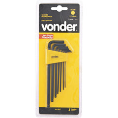 Jogo Chave Hexagonal Allen 1,5-6,0mm Tipo L Abaulada Vonder