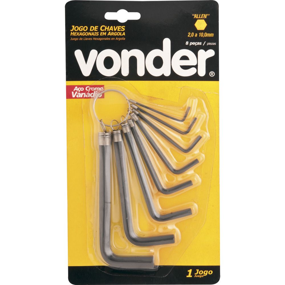 Jogo Chave Allen 2,0-10,0mm Tipo L Curta Argola Vonder