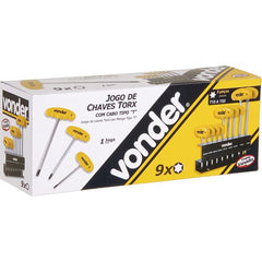 Jogo chave hexalobular T10-T50 9 peças com cabo Vonder