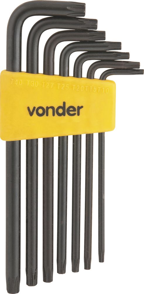 Jogo chave torx t10-t40 tipo L longa vanád7 pç vtx5 Vonder