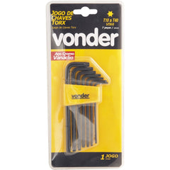 Jogo chave torx t10-t40 tipo L longa vanád7 pç vtx5 Vonder