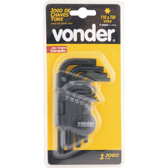 Jogo Chave Torx T10-t50 Tipo L Curta Cromo Vanádio 9 Vonder