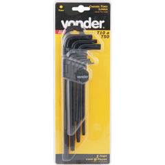 Jogo Chave Torx Cromo Vanádio Com 9 Peças T10-T50  Vonder