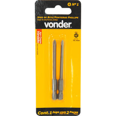 Jogo Bits/ponteiras Phillips Encaixe Sextavado 1/4 N Vonder
