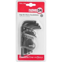 Jogo de Chaves Hexalobular T10 à T50 com 9 Peças - Nove54