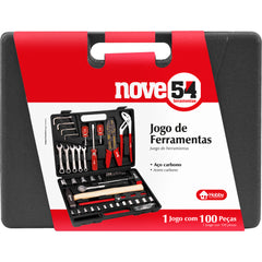 Jogo de ferramentas com 100 peças aço carbono kf100 - Nove54