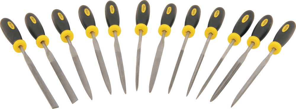 Jogo lima agulha 150mm cabo plástico com 12 peças Vonder