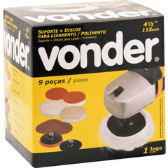 Jogo lixamento e polimento 4.1/2" rosca m14 c/ 9 pç Vonder