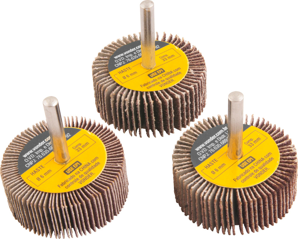 Jogo Roda De Lixa Minikontour 50mmx20mm Haste 6mm 3 Vonder