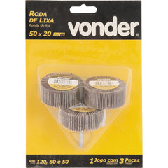 Jogo Roda De Lixa Minikontour 50mmx20mm Haste 6mm 3 Vonder