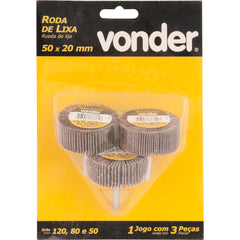 Jogo Roda De Lixa Minikontour 50mmx20mm Haste 6mm 3 Vonder
