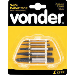 Jogo saca parafuso aço carbono com 5 peças Vonder
