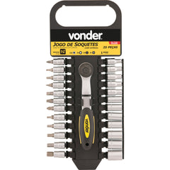 Jogo Soquete Sextavado Bits Ponteiras 1/4 4-13mm Vonder