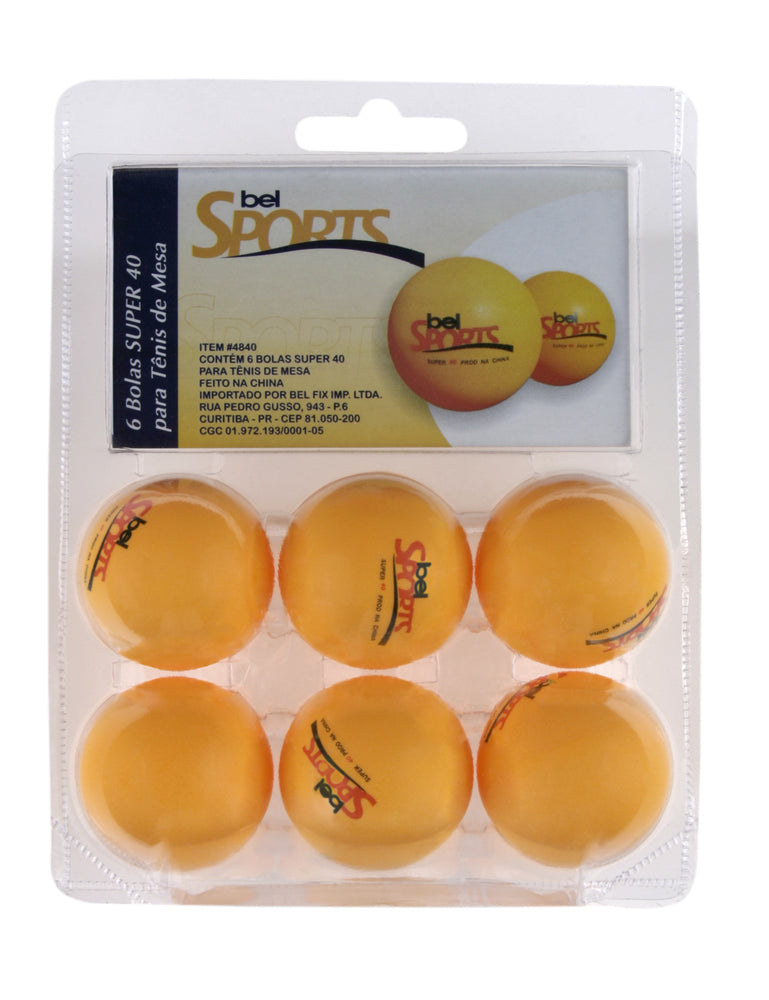 Kit 6 bolas 40mm para tênis de mesa - Bel Sports