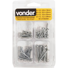 Kit Parafuso Auto Atarraxante Panela Fenda Zincado Com 52 Pe