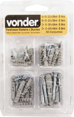 Kit parafuso mad chata fenda zincado c/ bucha 66 pç Vonder