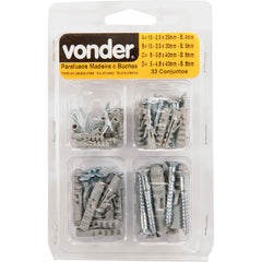 Kit parafuso mad chata fenda zincado c/ bucha 66 pç Vonder