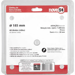 Lâmina Serra Circular Vídea 185mm 60 Dentes Furo 20mm Nove54