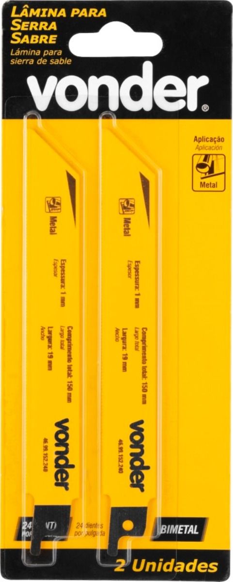 Lâminas Para Serra Sabre Metal 24D Vonder
