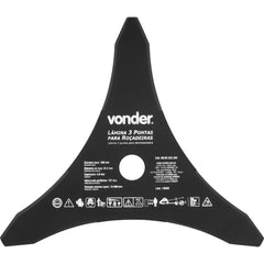 Lâmina 3 Pontas para Roçadeira 300x25,4x3,8mm Vonder