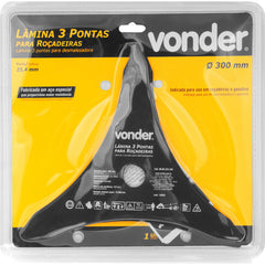 Lâmina 3 Pontas para Roçadeira 300x25,4x3,8mm Vonder