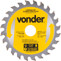 Lâmina Serra Circular Vídea 110x20x2,6mm 24D 12100Rpm Vonder