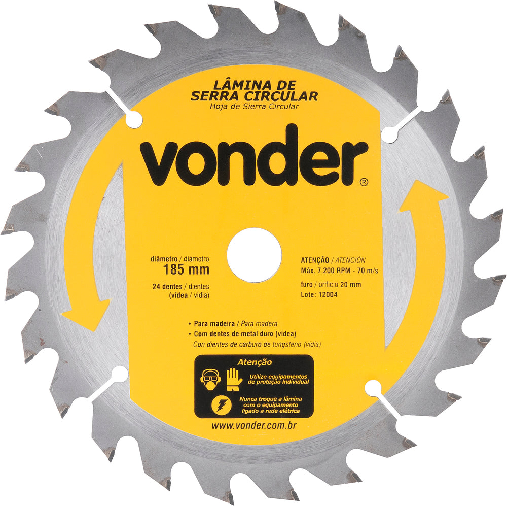 Lamina serra circ vídea 180x20x2,6mm 24D 7400rpm mad Vonder