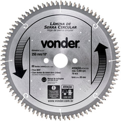 Lamina Serra Circular Vídea 250x30x3,0mm 80 Dentes 5300 Rpm