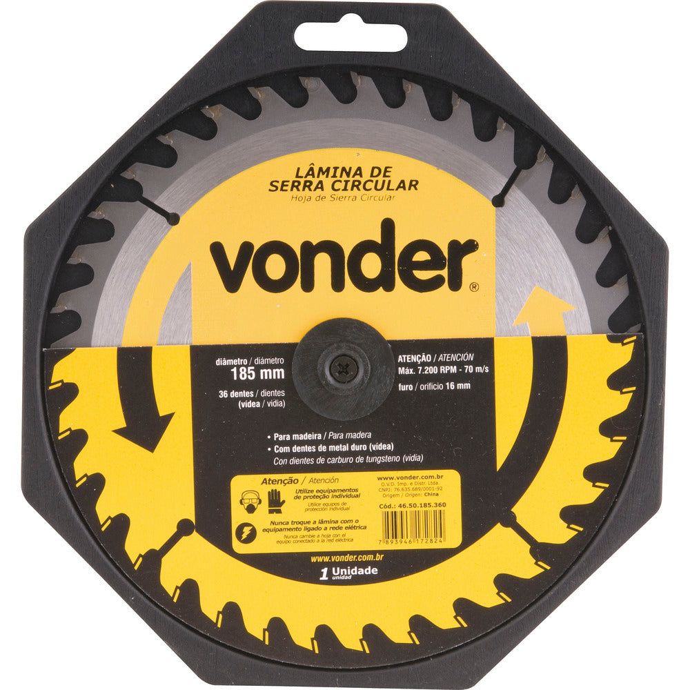 Lâmina Serra Circular Vídea 350x30x3,8mm 36D 3800 Rpm Vonder